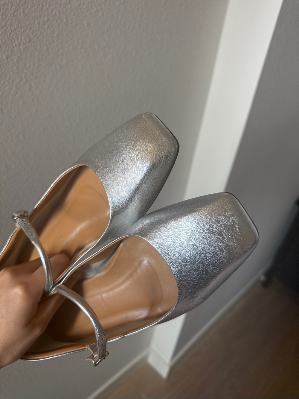 Aeyde Silver Mary Jane Ballet Flats - Picture 3 of 7